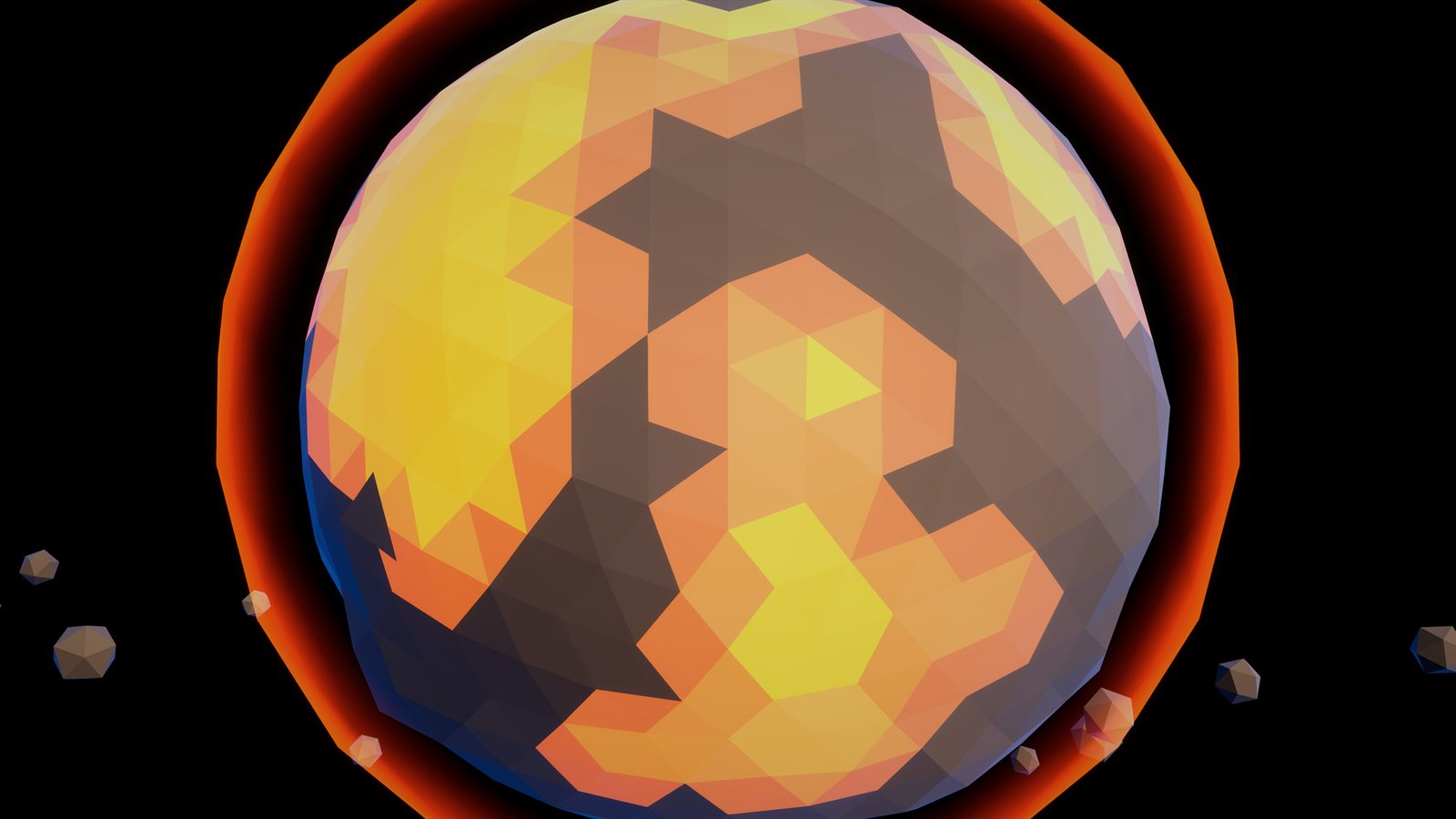 Emission masks: lava lowlands, glowing cracks and city lights on the night side.
