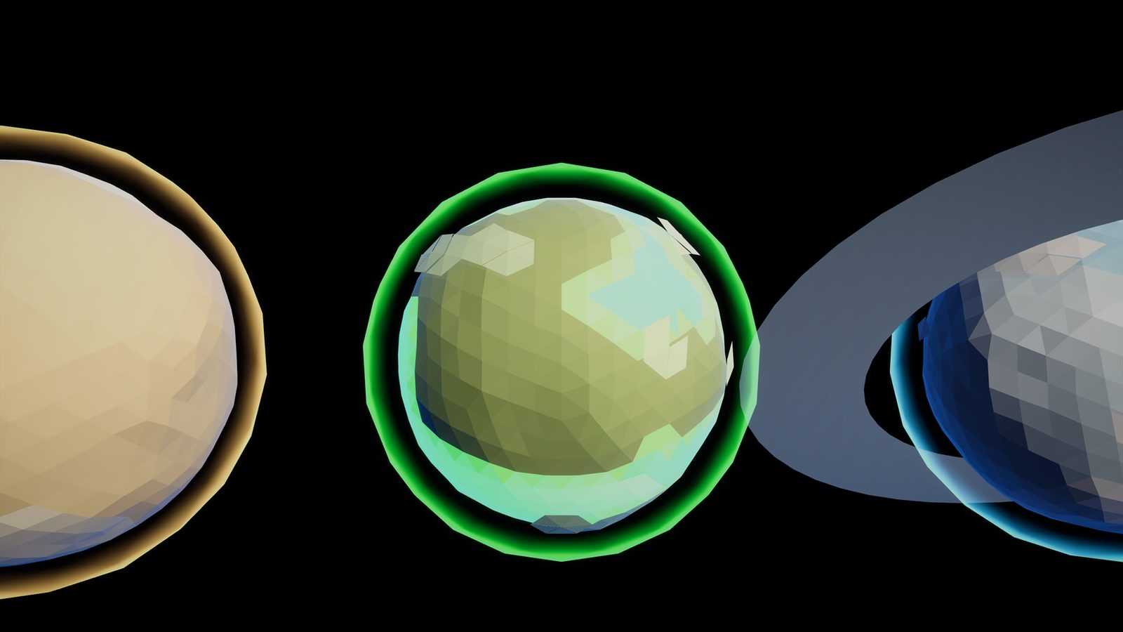 Biome variety from the same generator: ice, desert and alien palettes.
